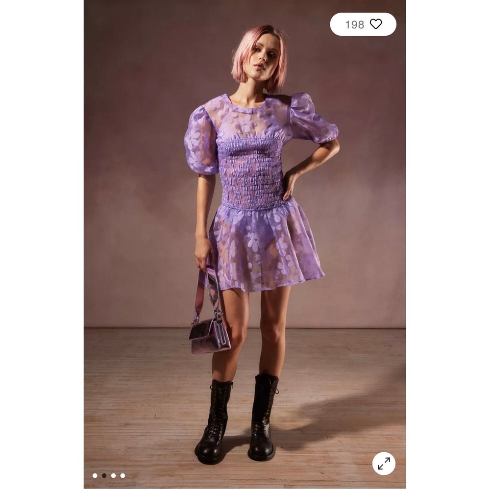 Urban Outfitters For Love & Lemons Ariandre Sheer Floral Mini Dress medium